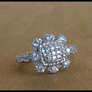 Judith Ripka Sterling Flower Ring with inner and outer box.